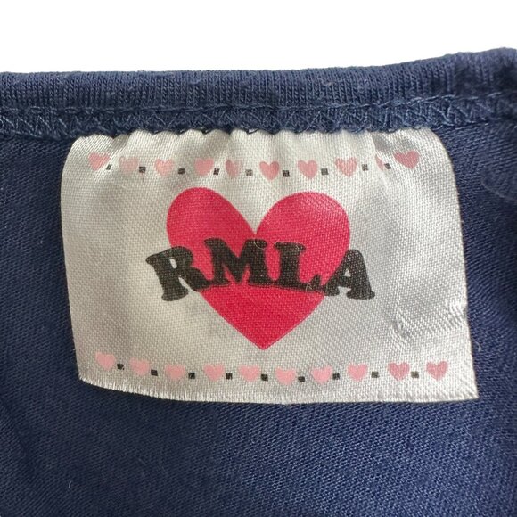 RMLA Romper Girls 14 Navy Pink Flutter Sleeve Solid Top Elastic Waist Ankles - Picture 6 of 9